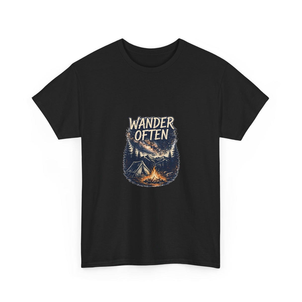 Wander Often Camping T-Shirt | Tent Under Stars Tee