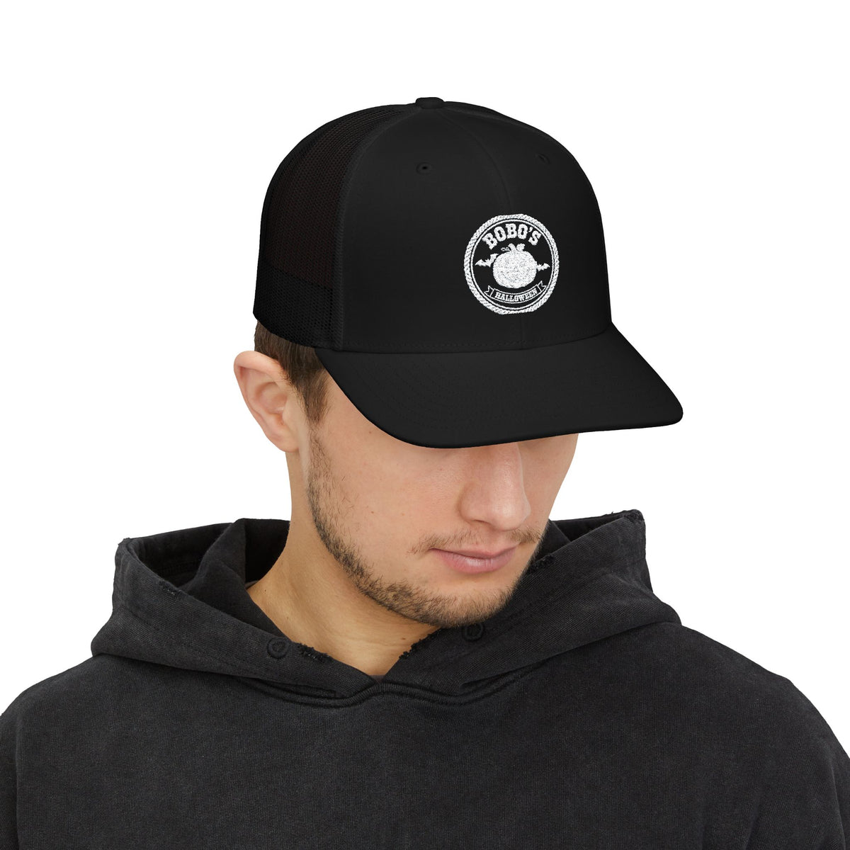 Bobo's Halloween Trucker Hat | Spooky Badge Snapback