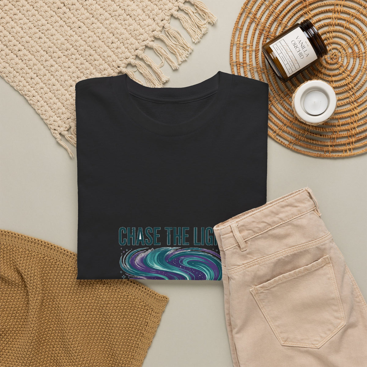 Chase the Light Northern Lights T-Shirt | Aurora Camping Tee