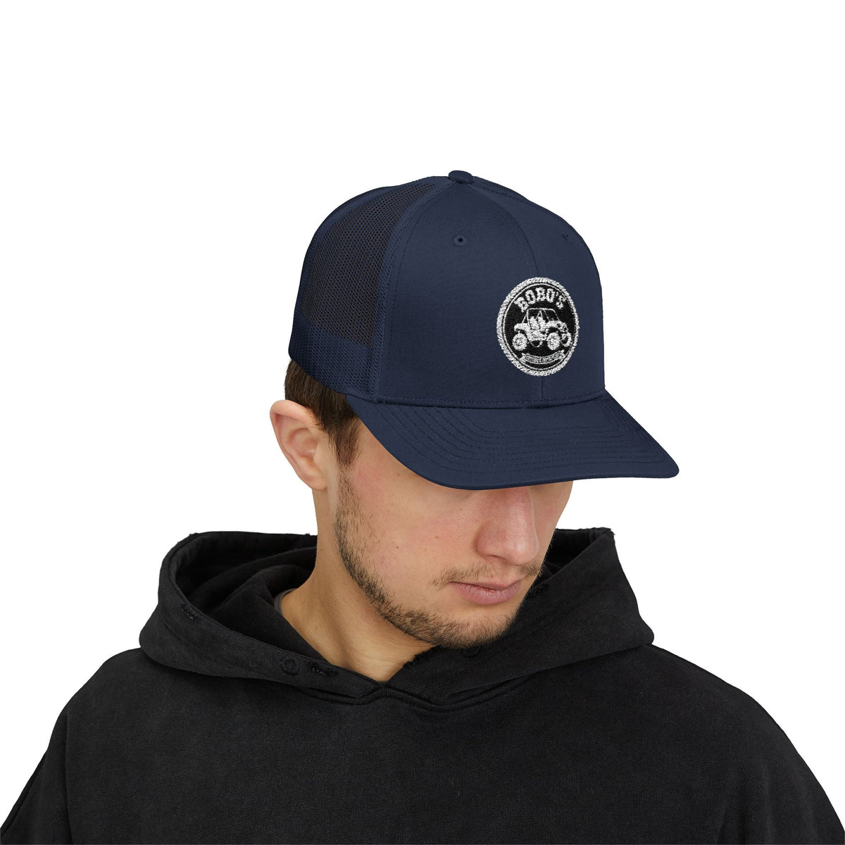 Bobo's Trucker Hat | Embroidered SXS Badge Cap — Navy