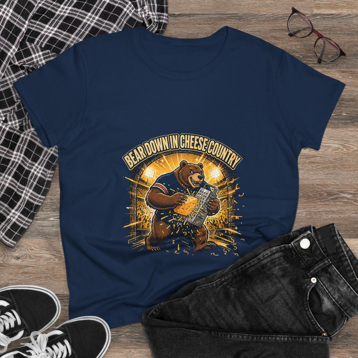 Bear Down in Cheese Country T-Shirt | Retro Football Game Day Tee
